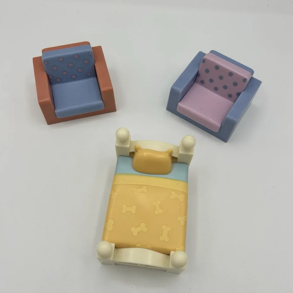 Bluey Dollhouse Furniture Lot 3 Pc Bed Chairs Replacement Accessories Toy